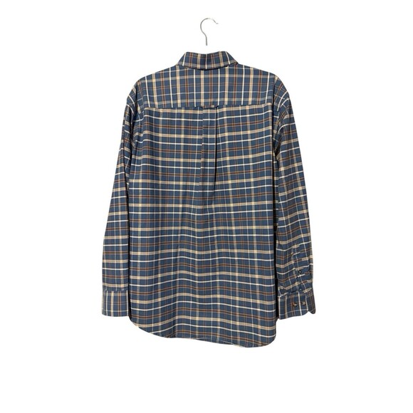 Cabela’s Plaid Button Front Shirt Size L Blue Brown READ - Picture 2 of 6